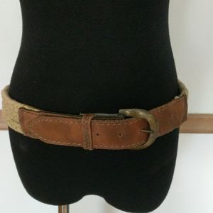 Vintage 1970s Leather and braided macrame Belt